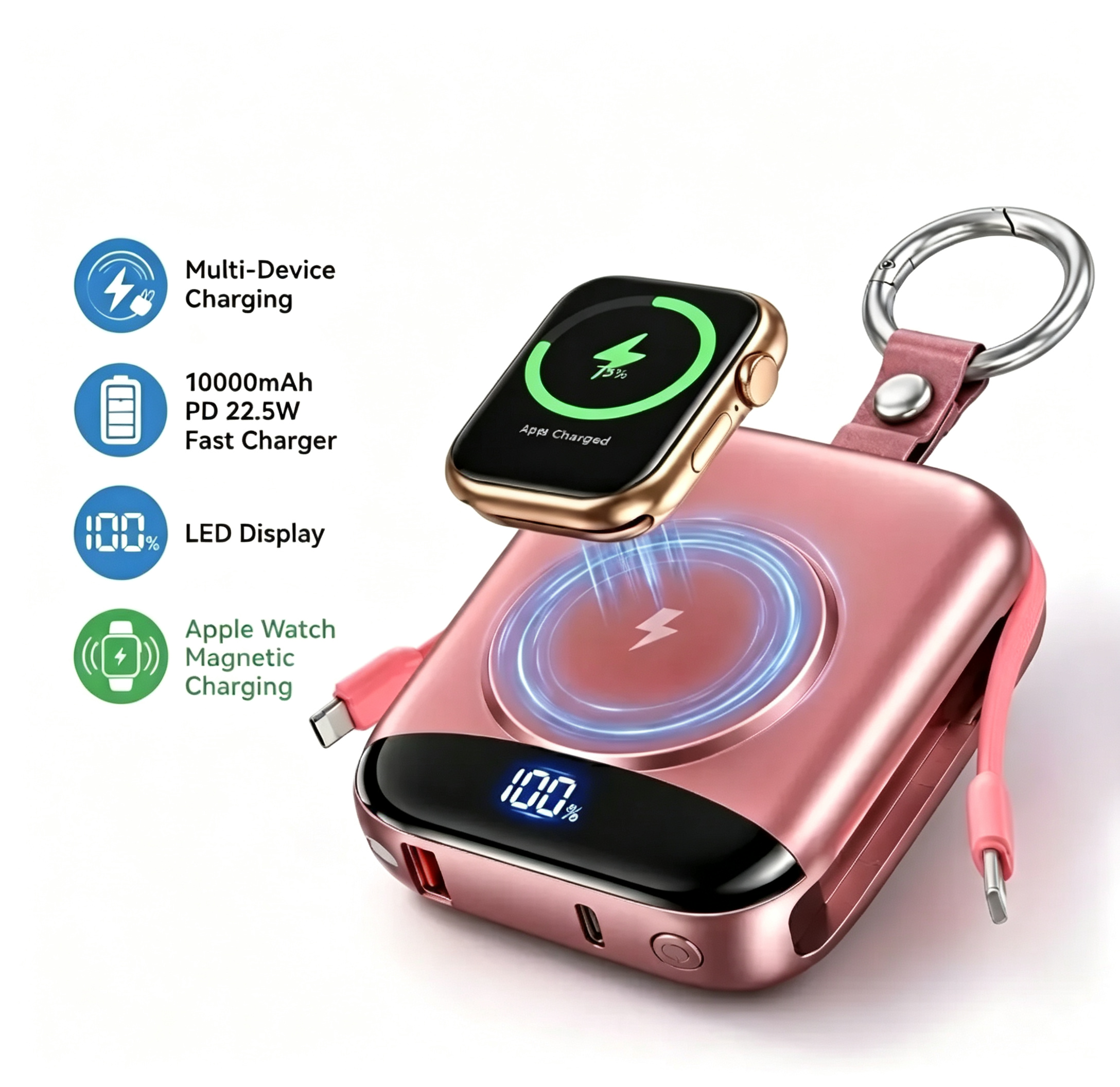 10000mAh 3-in-1 Portable Power Bank with Wireless and Fast Charging