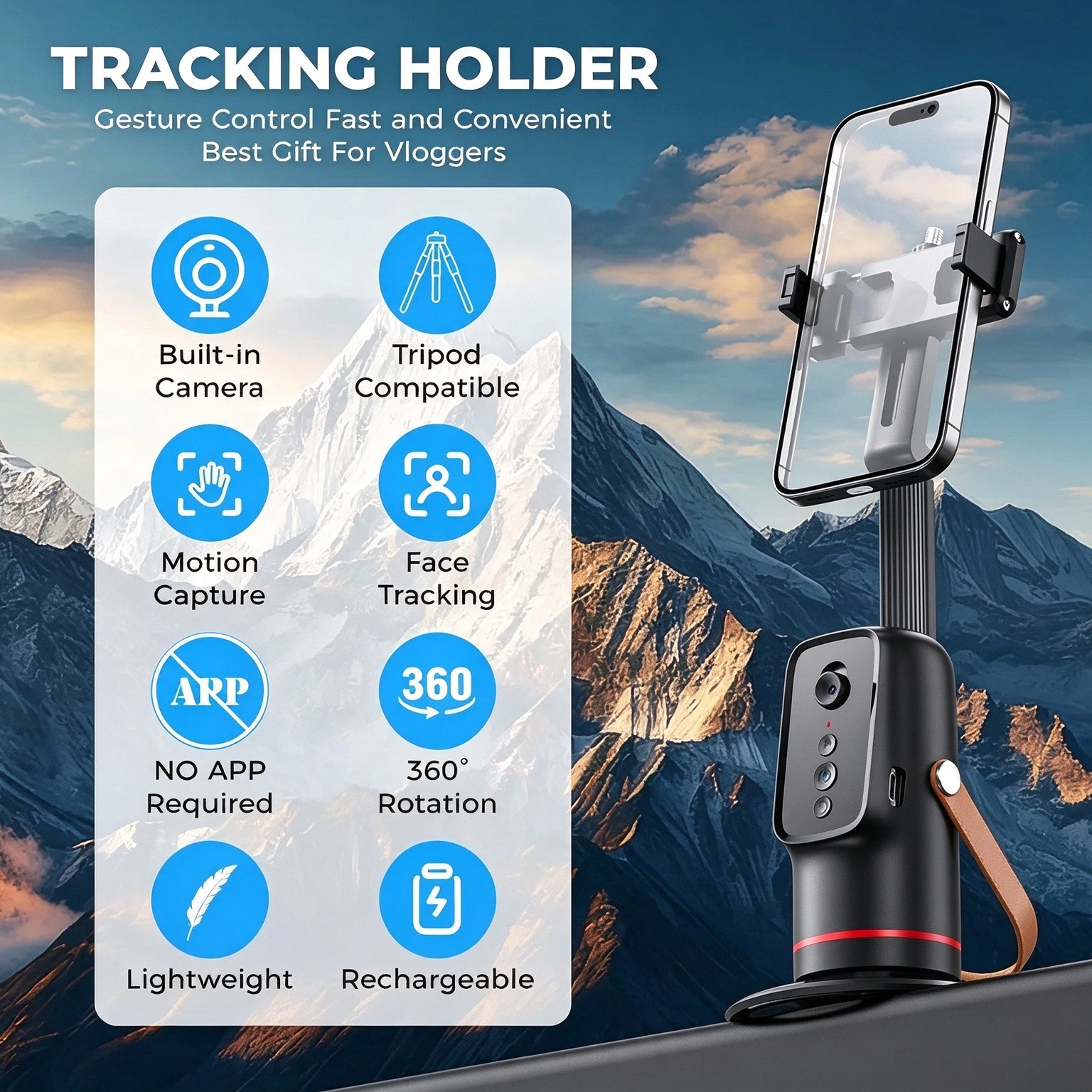 Auto Face Tracking Tripod with Gesture Control