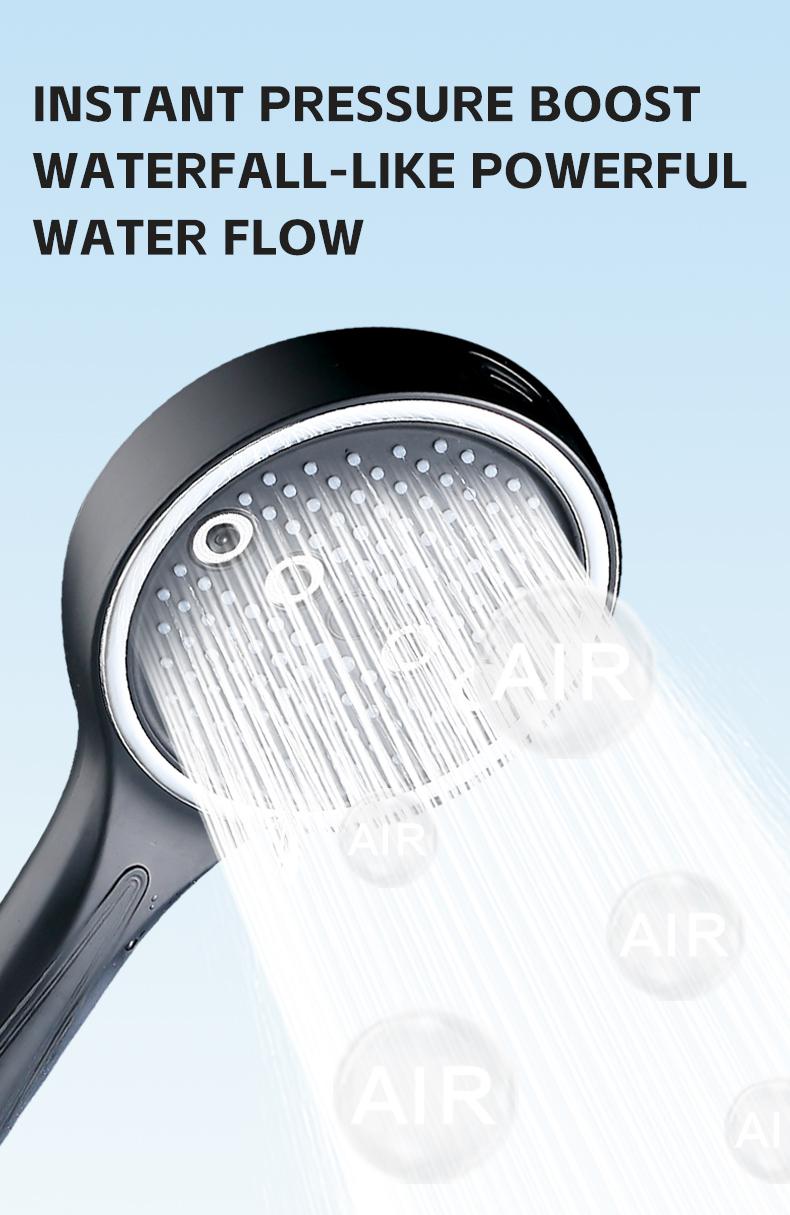 Powerful 6-Mode Handheld Shower Head High Pressure Water Spray with Rainfall Massage Pulse Spray Hybrid Bubble Patterns Premium ABS Material Wall Mount Showerhead Modern Bathroom Upgrade Ideal Summer Shower Accessory Perfect Holiday Gift
