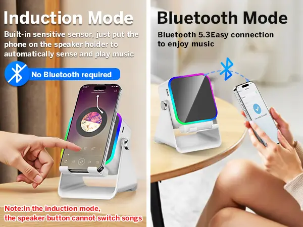PUTARE Wireless Induction Audio Speaker Stand, 5in1 Cellphone Holder, 3500mAh Rechargeable Emergency Power Bank,360° Adjustable Mobile Tablet Stand with Colorful Ambient Light Gifts for Men Women, PUTARE Wireless Induction Audio Speaker Stand, 5in1 Cellphone Holder, 3500mAh Rechargeable Emergency Power Bank,360° Adjustable Mobile Tablet Stand with Colorful Ambient Light Gifts for Men Women,