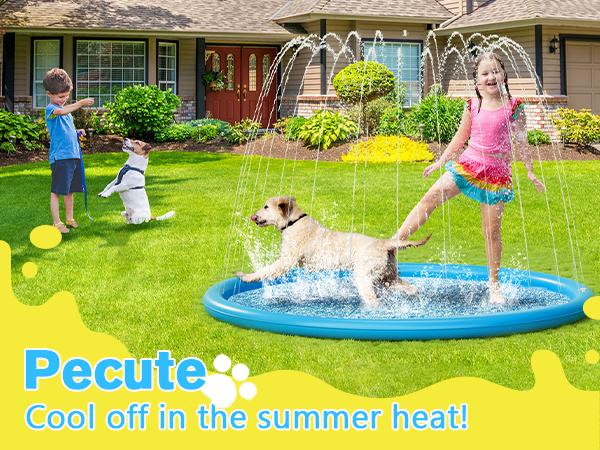 Pecute Dog Splash Pad Sprinkler Mat, Non-Slip Durable Thick PVC Backyard Water Play Mat for Dogs(without PVC pipe ), Portable Pet Wading Pool & Summer Outdoor Toy, dealsforyoudays,petlover,summer essential,summervibes Swimming Pool Set Kiddie Inflatable