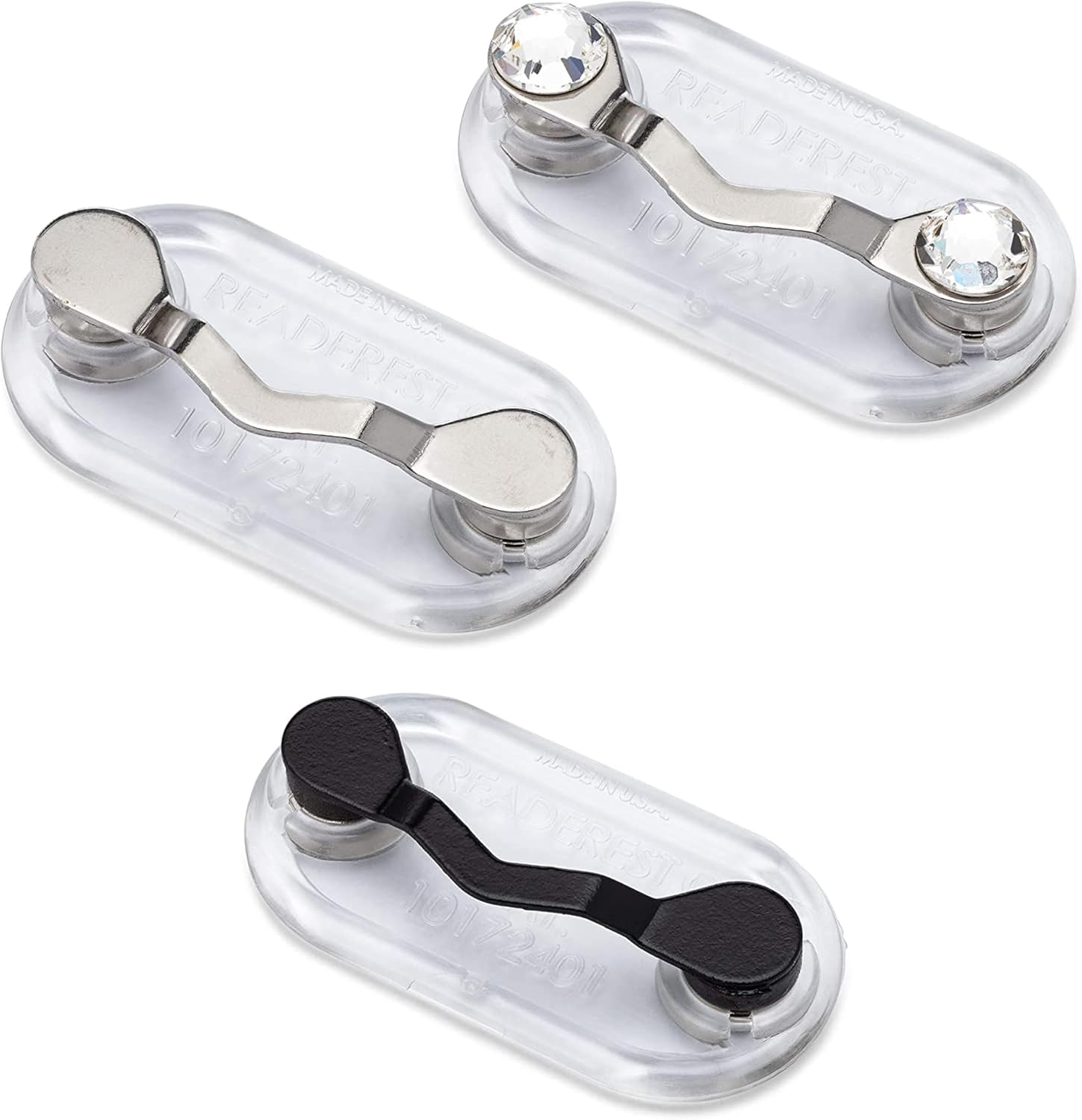 Readerest Magnetic Glasses Holder (3 Pack), Magnet Clip for Readers, Sunglasses & Work Badges for Men & Women, USA Made
