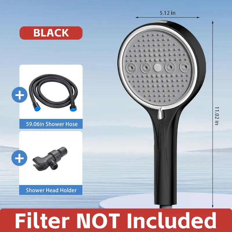 Powerful 6-Mode Handheld Shower Head High Pressure Water Spray with Rainfall Massage Pulse Spray Hybrid Bubble Patterns Premium ABS Material Wall Mount Showerhead Modern Bathroom Upgrade Ideal Summer Shower Accessory Perfect Holiday Gift
