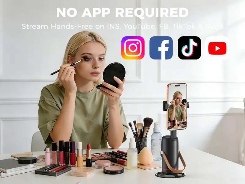 360-Degree Auto Face Tracking Phone Tripod Mount, Hands-Free Phone Holder with Gesture Control, Vlogging Equipment, Smartphone Camera Accessories, Selfie Accessories 360-Degree Auto Face Tracking Phone Tripod Mount, Hands-Free Phone Holder with Gesture Control, Vlogging Equipment, Smartphone Camera Accessories, Selfie Accessories