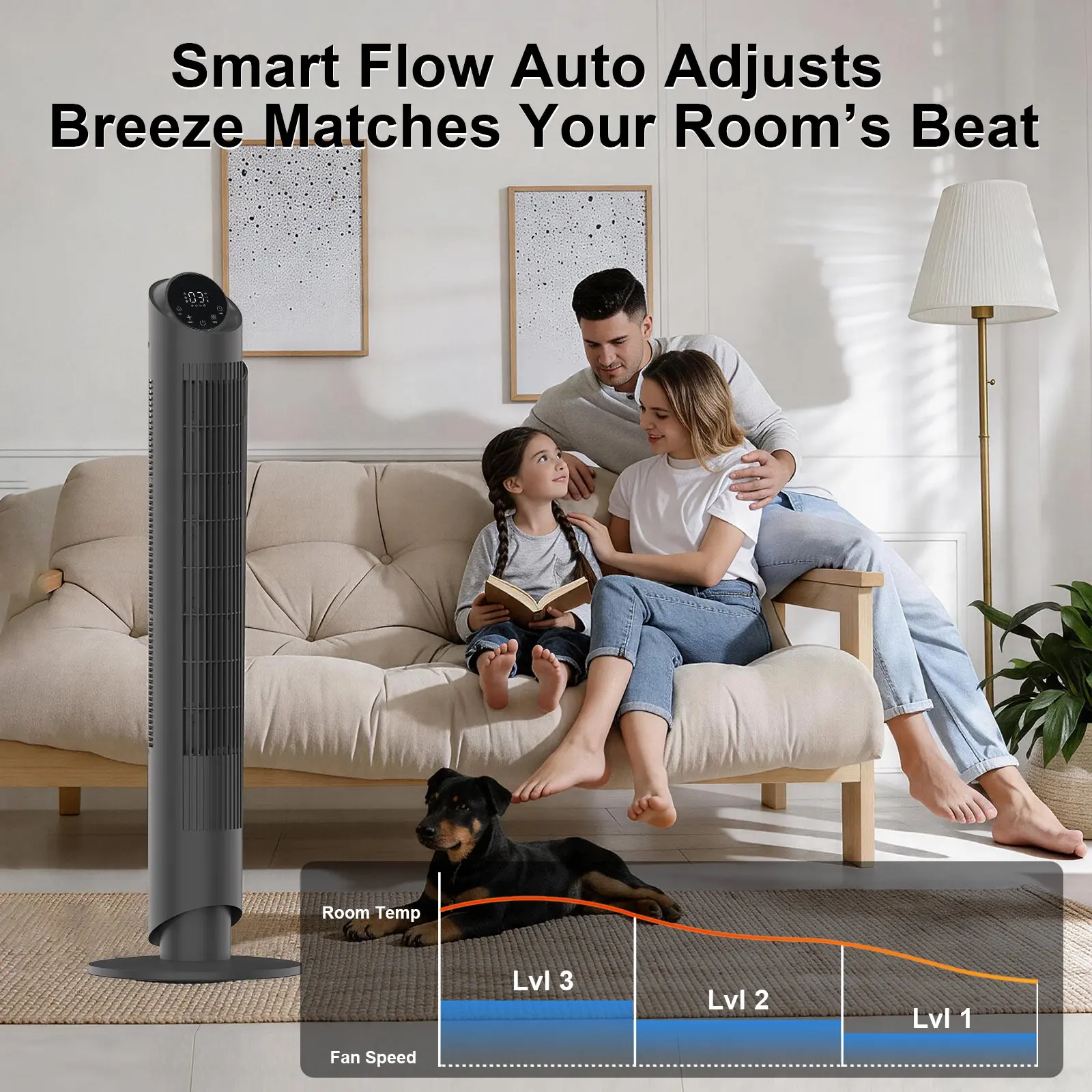 40'' Tower Fan with Oscillation & Quiet Mode