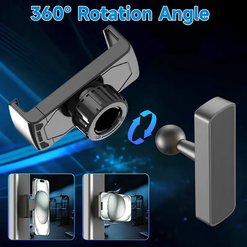 ISEMENA Magnetic Phone Holder for Gym 360° Adjustable