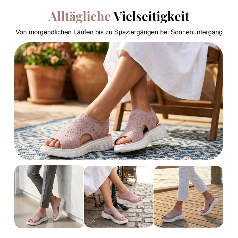 ⏰️Letzter Tag für kostenlosen Versand⌛️Atmungsaktive Plateau-Sandalen aus Strick für Damen