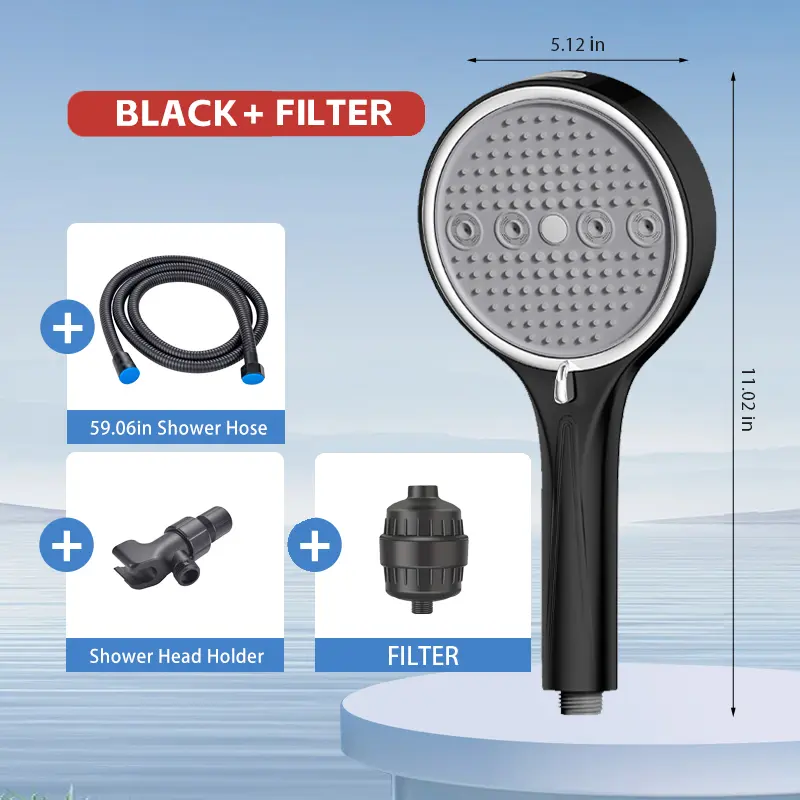 Powerful 6-Mode Handheld Shower Head High Pressure Water Spray with Rainfall Massage Pulse Spray Hybrid Bubble Patterns Premium ABS Material Wall Mount Showerhead Modern Bathroom Upgrade Ideal Summer Shower Accessory Perfect Holiday Gift
