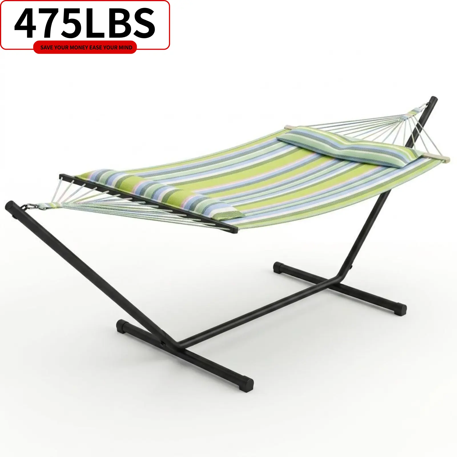 Portable Double Hammock with Stand for Outdoor Relaxation