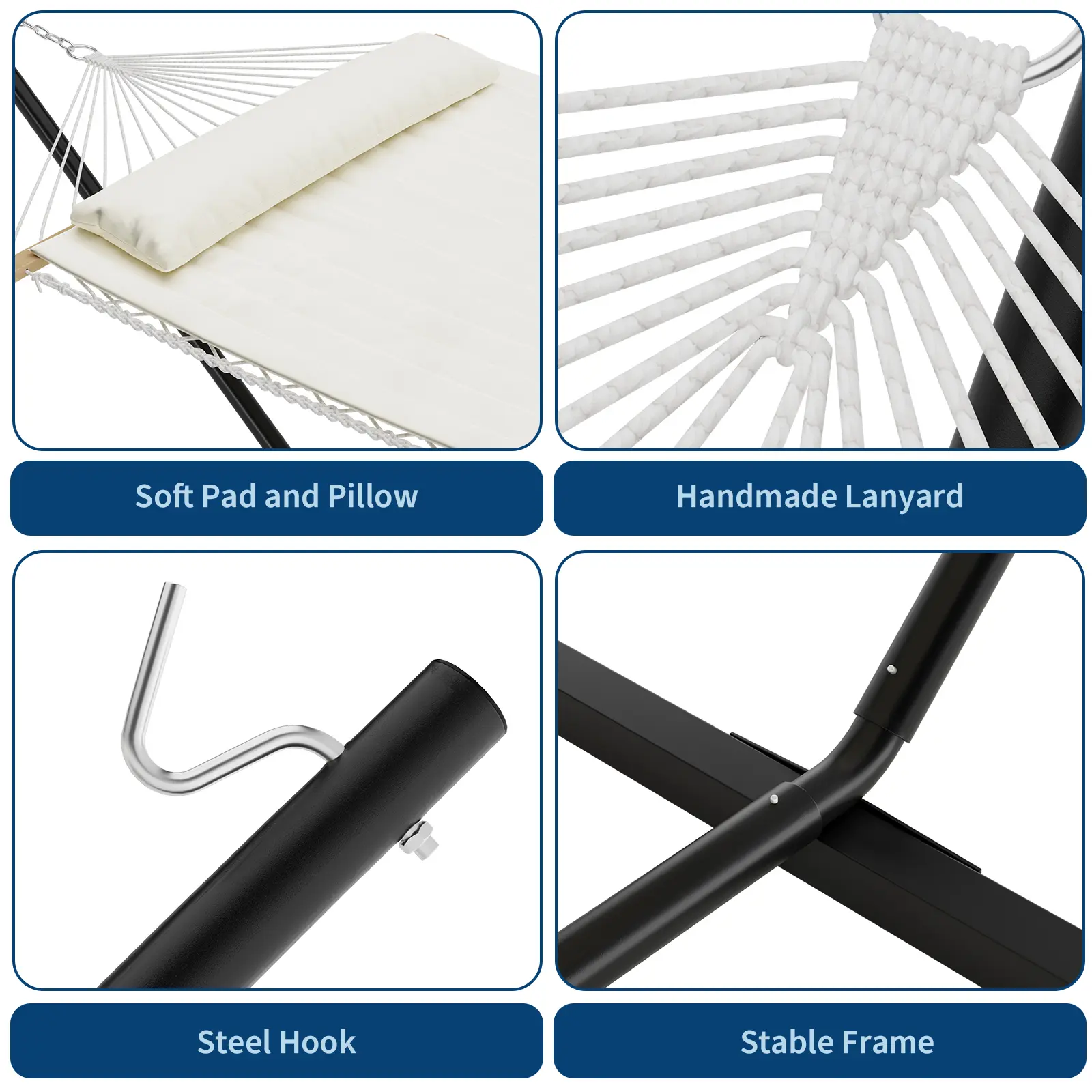 Portable Double Hammock with Stand for Outdoor Relaxation