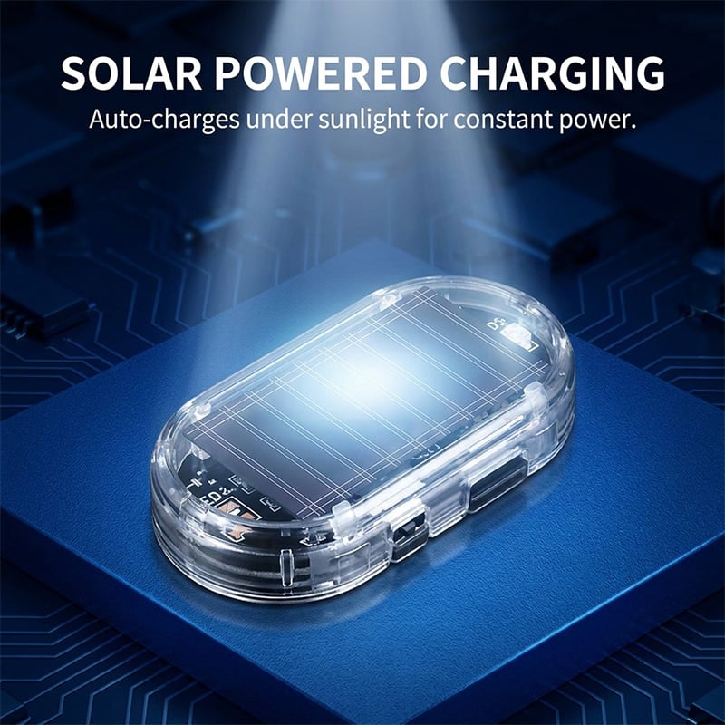 Solar-Powered Motion Sensor Simulated Car Alarm Light