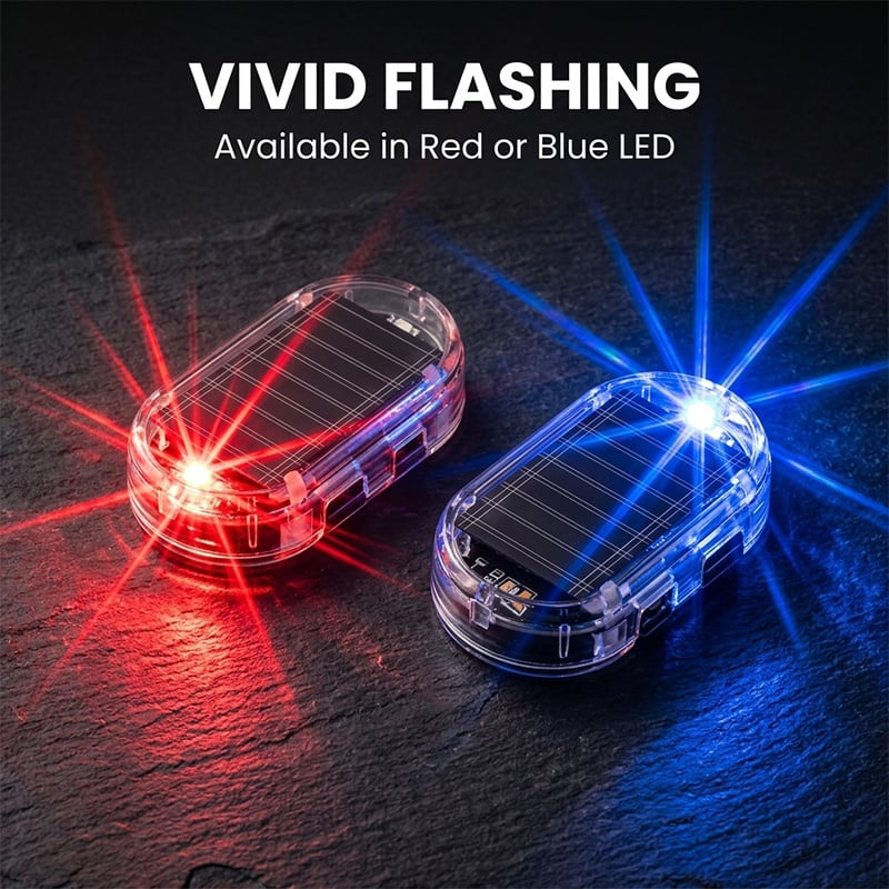 Solar-Powered Motion Sensor Simulated Car Alarm Light