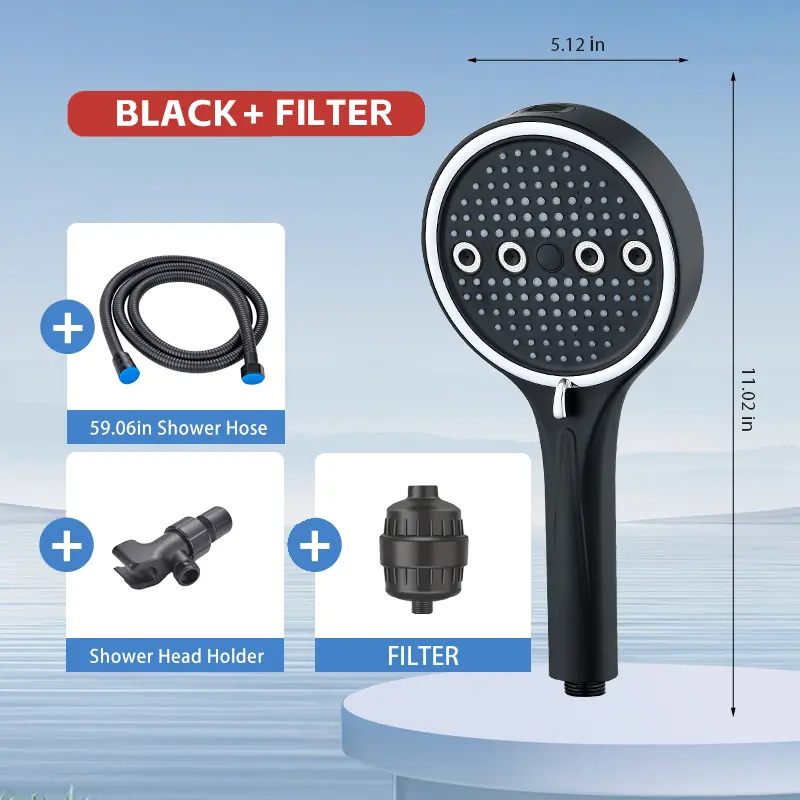 Powerful 6-Mode Handheld Shower Head High Pressure Water Spray with Rainfall Massage Pulse Spray Hybrid Bubble Patterns Premium ABS Material Wall Mount Showerhead Modern Bathroom Upgrade Ideal Summer Shower Accessory Perfect Holiday Gift