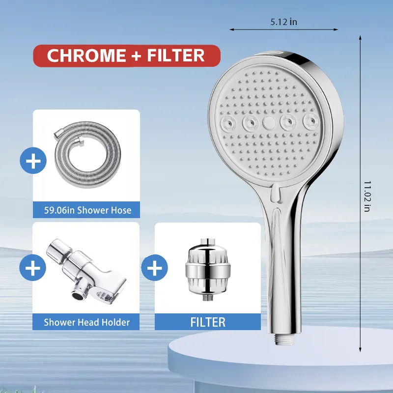 Powerful 6-Mode Handheld Shower Head High Pressure Water Spray with Rainfall Massage Pulse Spray Hybrid Bubble Patterns Premium ABS Material Wall Mount Showerhead Modern Bathroom Upgrade Ideal Summer Shower Accessory Perfect Holiday Gift