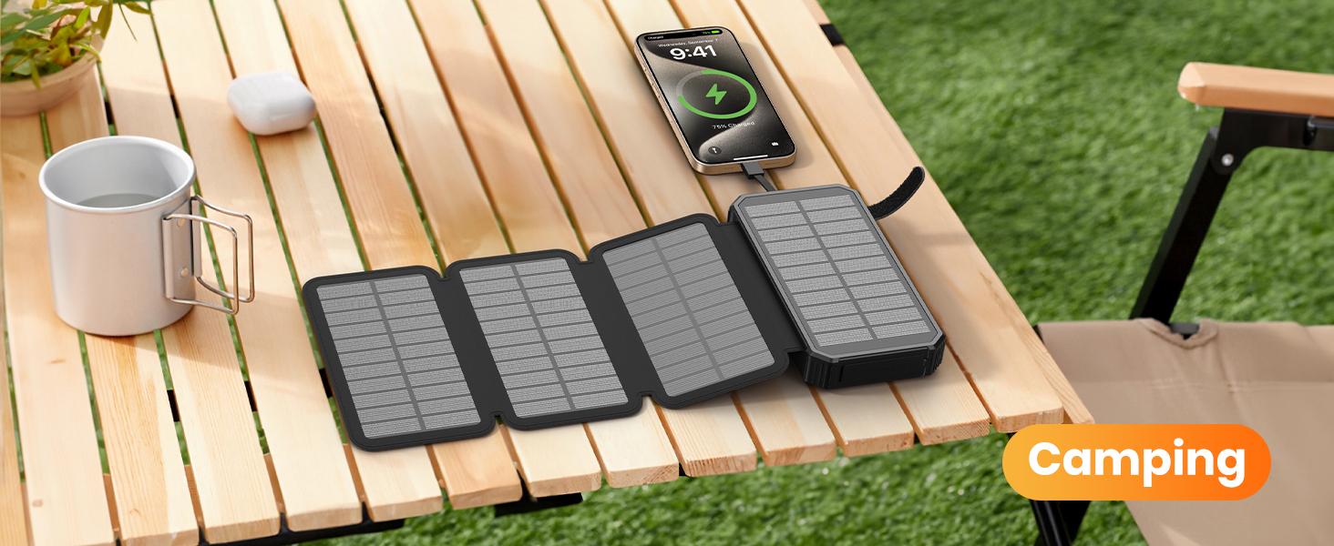 SOARAISE 48000mAh Solar Charger Power Bank, Wireless Portable Charger with 4 Built-in Cables & 7 Outputs,15W Fast Charging Portable Power Bank with USB C, Battery Pack with Flashlight for All Mobile Devices,back to school,back to school haul