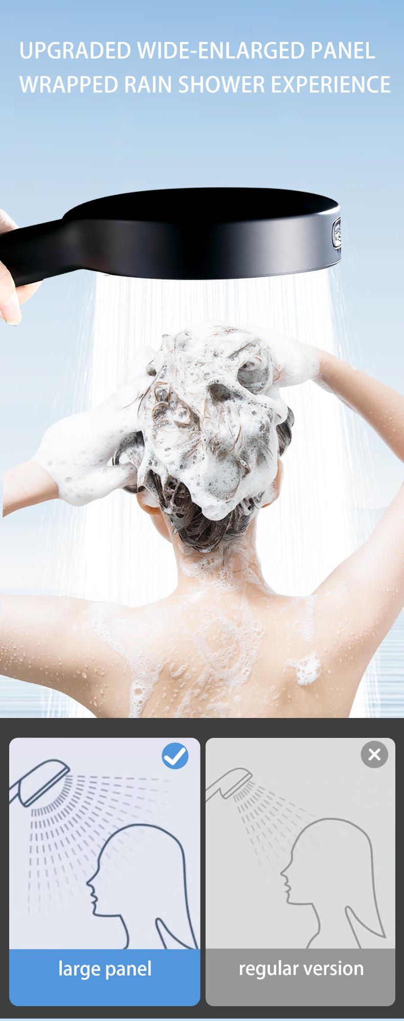 Powerful 6-Mode Handheld Shower Head High Pressure Water Spray with Rainfall Massage Pulse Spray Hybrid Bubble Patterns Premium ABS Material Wall Mount Showerhead Modern Bathroom Upgrade Ideal Summer Shower Accessory Perfect Holiday Gift