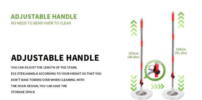 Mop And Bucket Set with 360&deg; Rotatable Mop 3 Microfiber Heads 61/48-Inch Adjustable Handle Efficient Cleaning Supplies