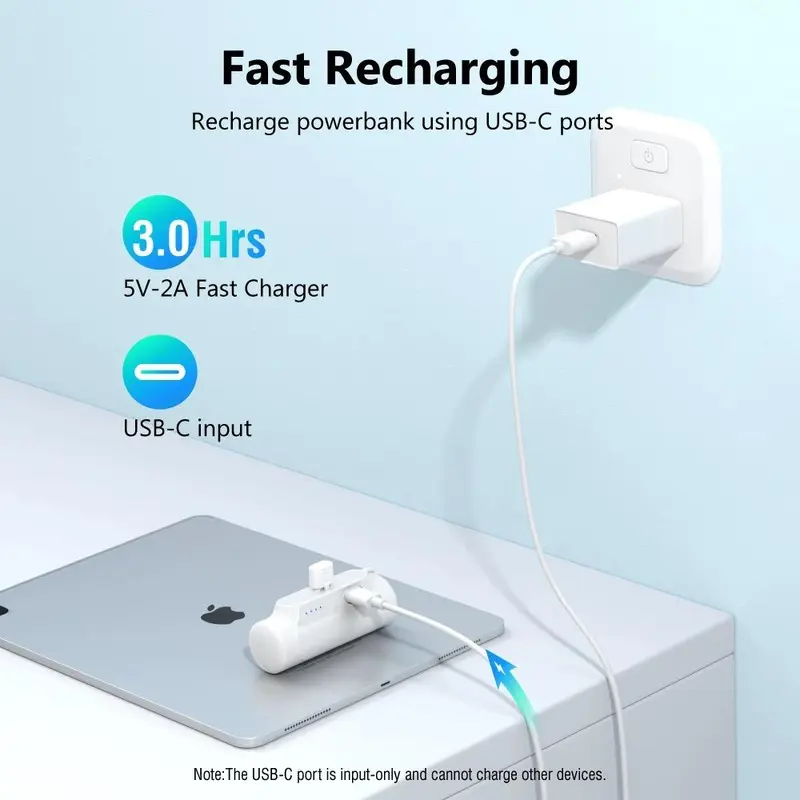 6500mAh Mini Portable Charger Power Bank Black