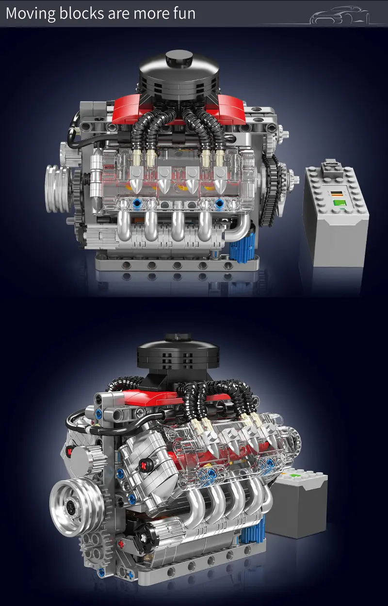 Electric V8 Engine Building Block Toy Kit - 488pcs Unisex DIY Bricks & Parts, Gear-Operated Functional STEM Learning Model for Mechanical Enthusiasts, Ages 14+ Teen Boy Gift, Toys for Grown Ups Electric V8 Engine Building Block Toy Kit - 488pcs Unisex DIY Bricks & Parts, Gear-Operated Functional STEM Learning Model for Mechanical Enthusiasts, Ages 14+ Teen Boy Gift, Toys for Grown Ups