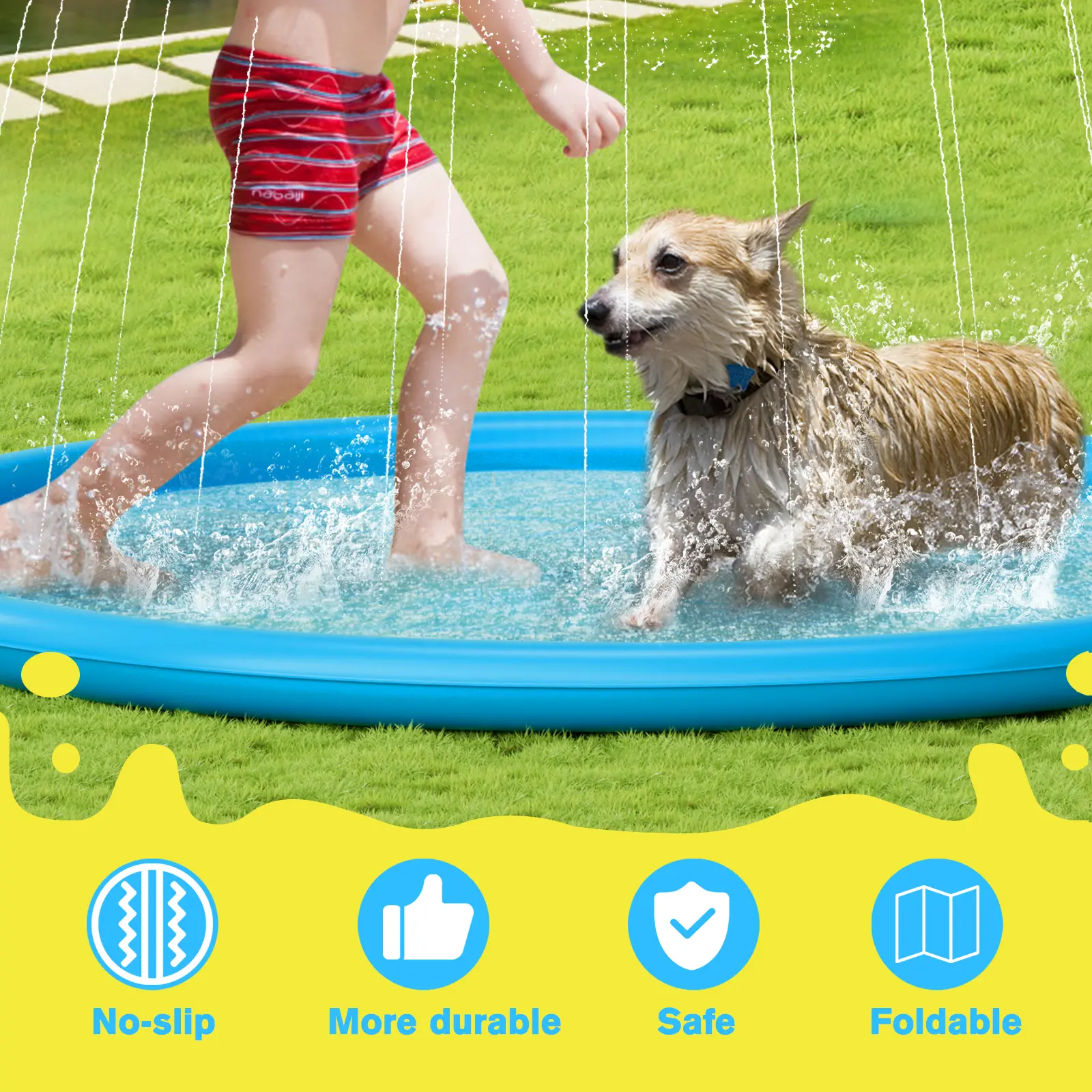 Dog Splash Pad Sprinkler Mat – Durable Non-Slip Water Play Mat