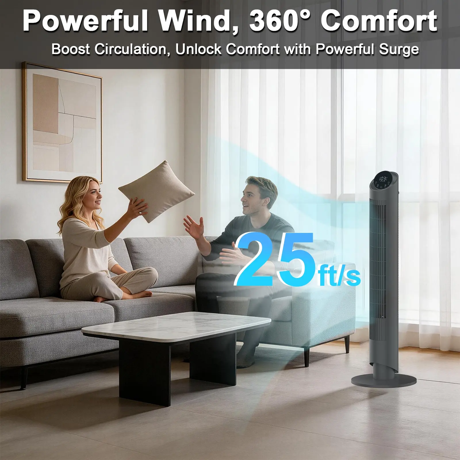 40'' Tower Fan with Oscillation & Quiet Mode