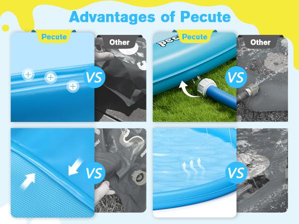 Pecute Dog Splash Pad Sprinkler Mat, Non-Slip Durable Thick PVC Backyard Water Play Mat for Dogs(without PVC pipe ), Portable Pet Wading Pool & Summer Outdoor Toy, dealsforyoudays,petlover,summer essential,summervibes Swimming Pool Set Kiddie Inflatable
