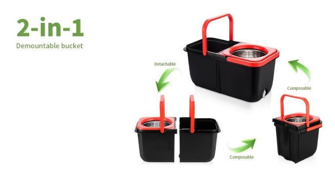 Mop And Bucket Set with 360&deg; Rotatable Mop 3 Microfiber Heads 61/48-Inch Adjustable Handle Efficient Cleaning Supplies