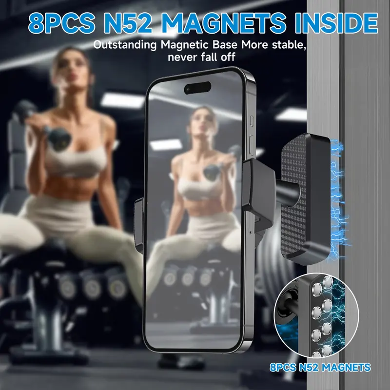ISEMENA Magnetic Phone Holder for Gym 360° Adjustable