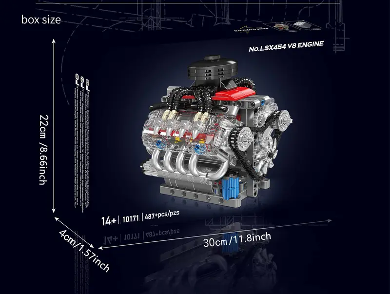 Electric V8 Engine Building Block Toy Kit - 488pcs Unisex DIY Bricks & Parts, Gear-Operated Functional STEM Learning Model for Mechanical Enthusiasts, Ages 14+ Teen Boy Gift, Toys for Grown Ups Electric V8 Engine Building Block Toy Kit - 488pcs Unisex DIY Bricks & Parts, Gear-Operated Functional STEM Learning Model for Mechanical Enthusiasts, Ages 14+ Teen Boy Gift, Toys for Grown Ups