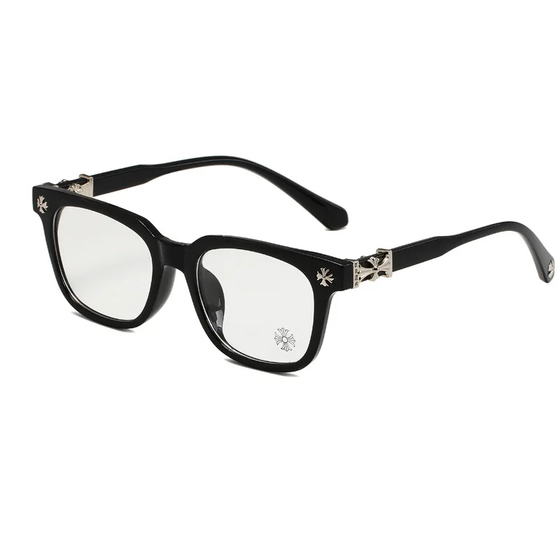 Vintage Black Square Eyeglasses | Cross Metal Decor Blue Light Blocking Glasses for Men Women