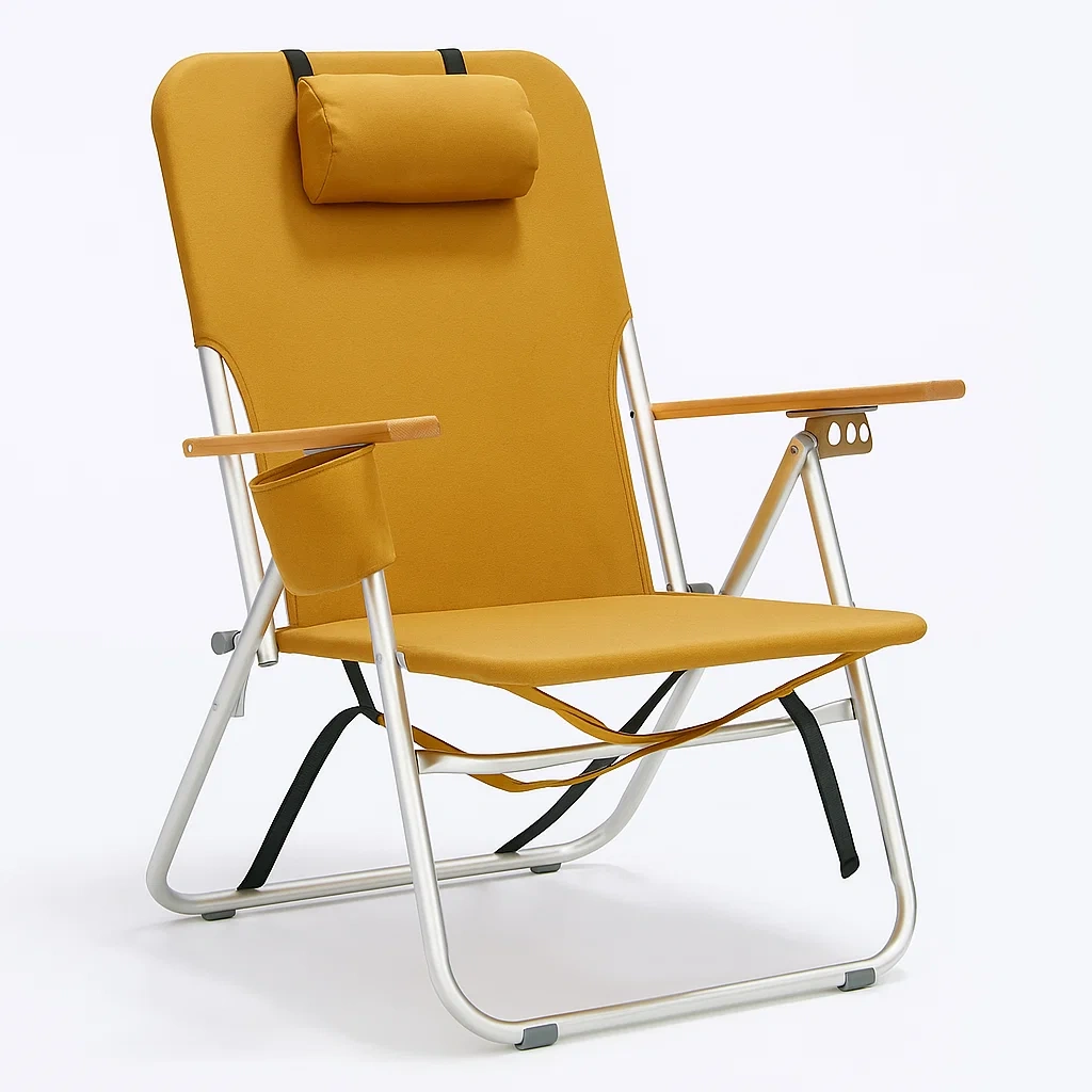 Chaise Pliante en Aluminium et Polyester Jaune-Cozyvuno