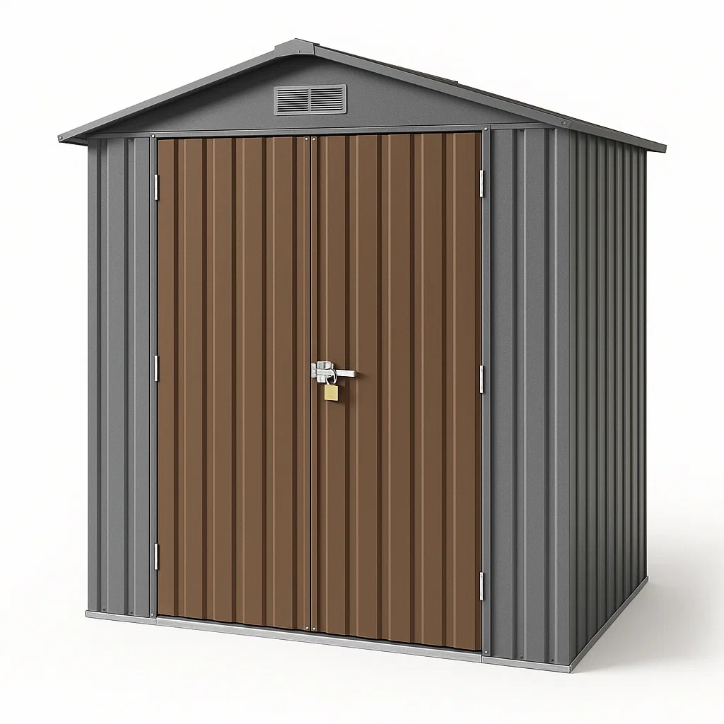 Cabanon en métal Acier Galvanisé Marron/Gris-Cozyvuno