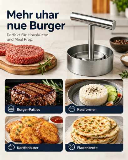 🔥Last Day 50% OFF - Stainless Steel Burger Press | Easy Patty Maker & Food Mold 🍔🥩