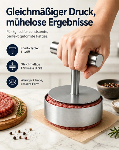 🔥Last Day 50% OFF - Stainless Steel Burger Press | Easy Patty Maker & Food Mold 🍔🥩