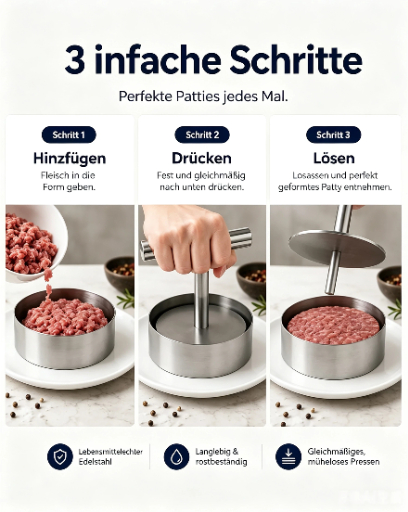🔥Last Day 50% OFF - Stainless Steel Burger Press | Easy Patty Maker & Food Mold 🍔🥩