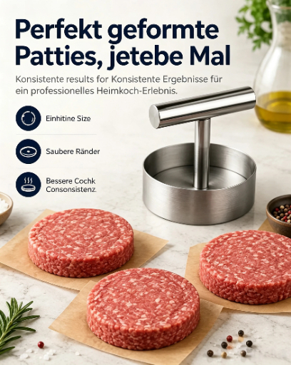 🔥Last Day 50% OFF - Stainless Steel Burger Press | Easy Patty Maker & Food Mold 🍔🥩