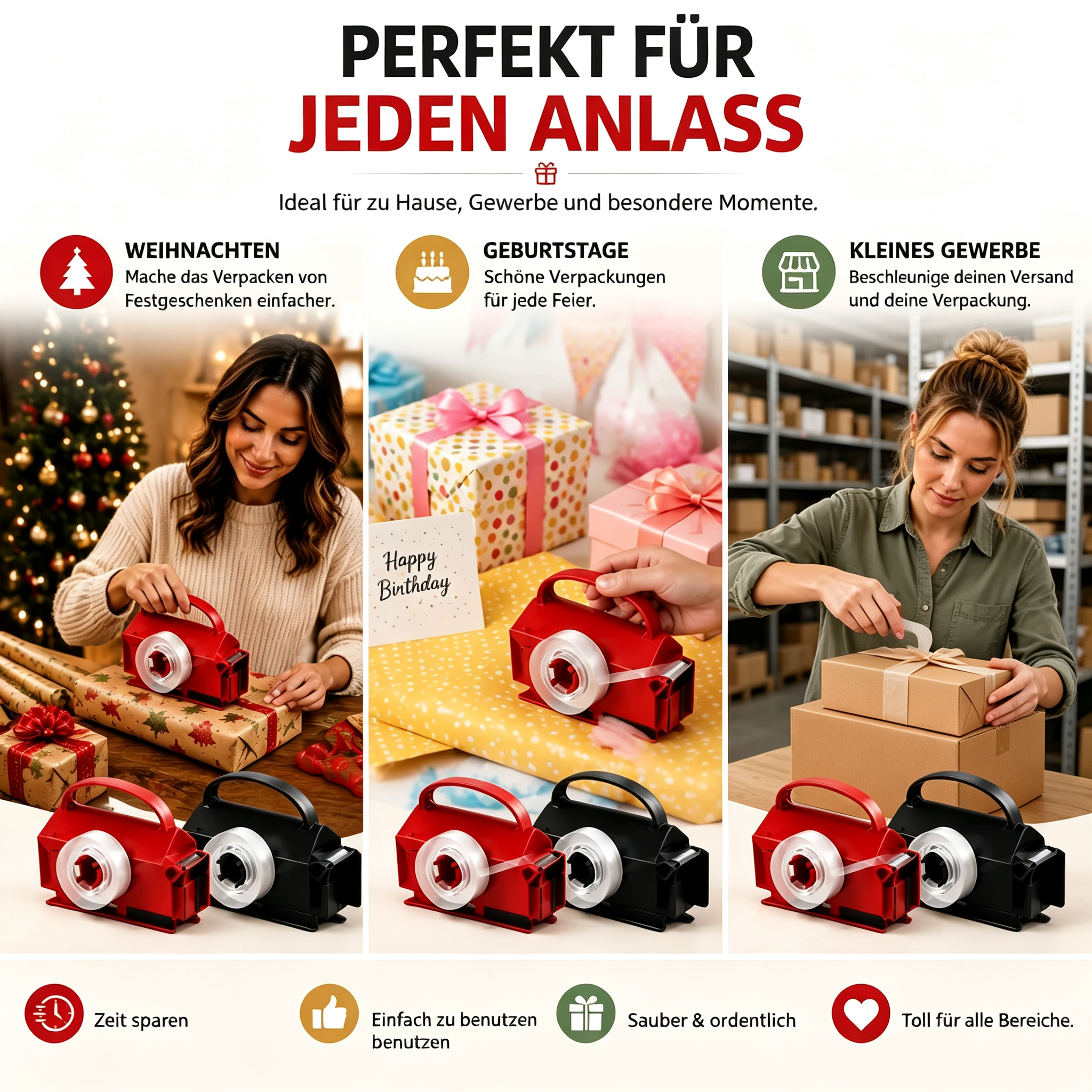 2-in-1 Wrapping Paper Cutter & Tape Dispenser 