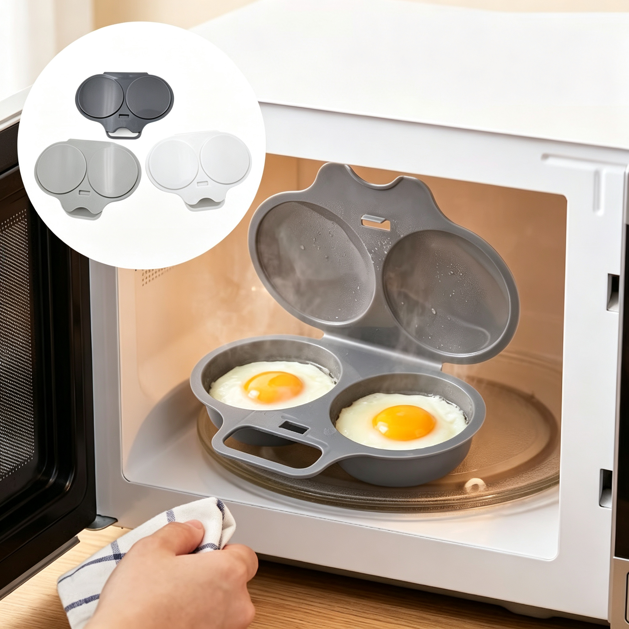2-Egg Microwave Egg Poacher with Lid