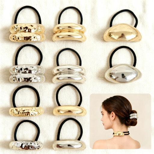 ✨ 4PC Metal Hair Ties | Snag-Free & Stylish Hair Accessories 🎀