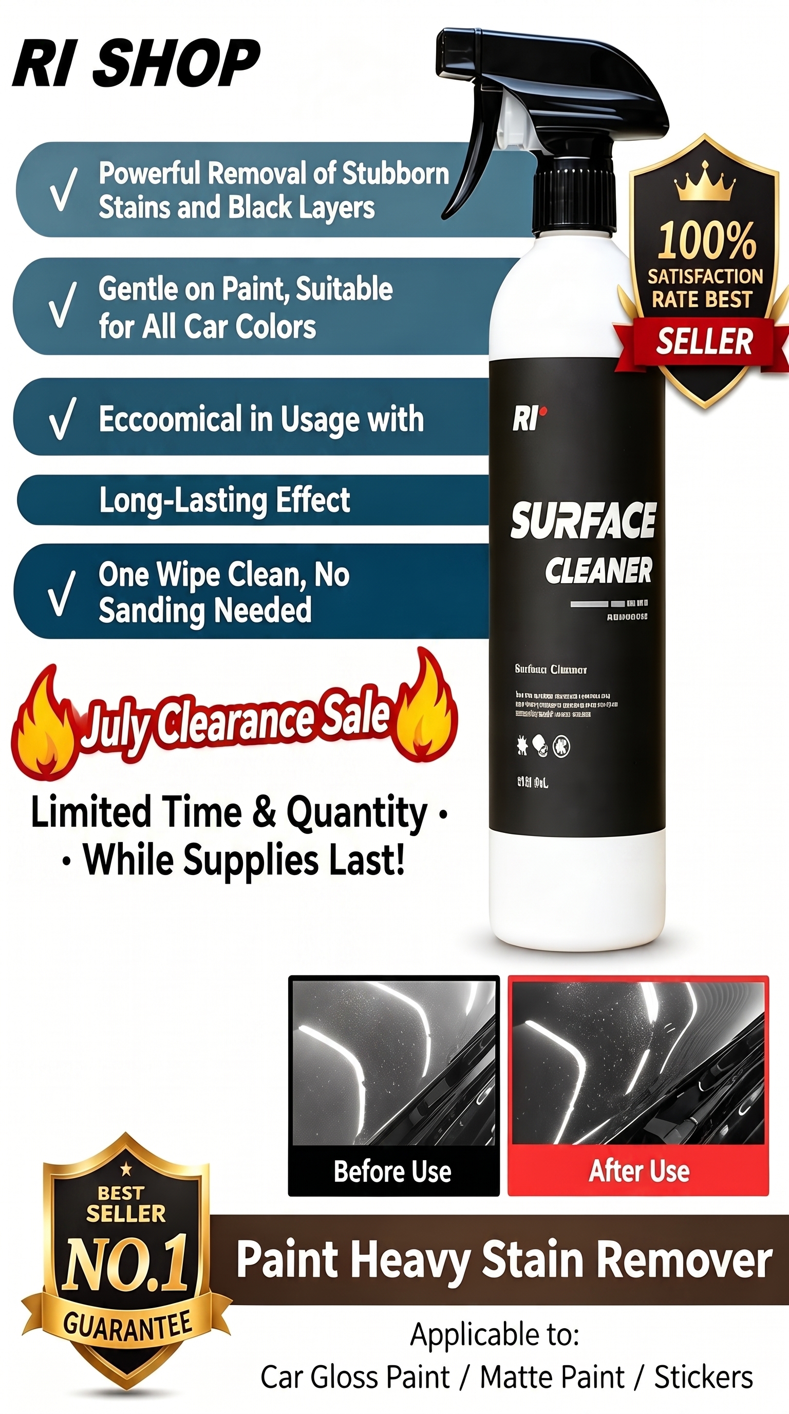 🔥July Sale｜One-Wipe Car Cleaner, Restores Paint Gloss Safely