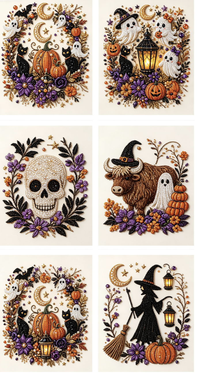 🔥 Last Day 49% OFF – 👻✨ Halloween Pearl Art DIY Kit – Turn Tiny Pearls into Spooky-Cute Magic