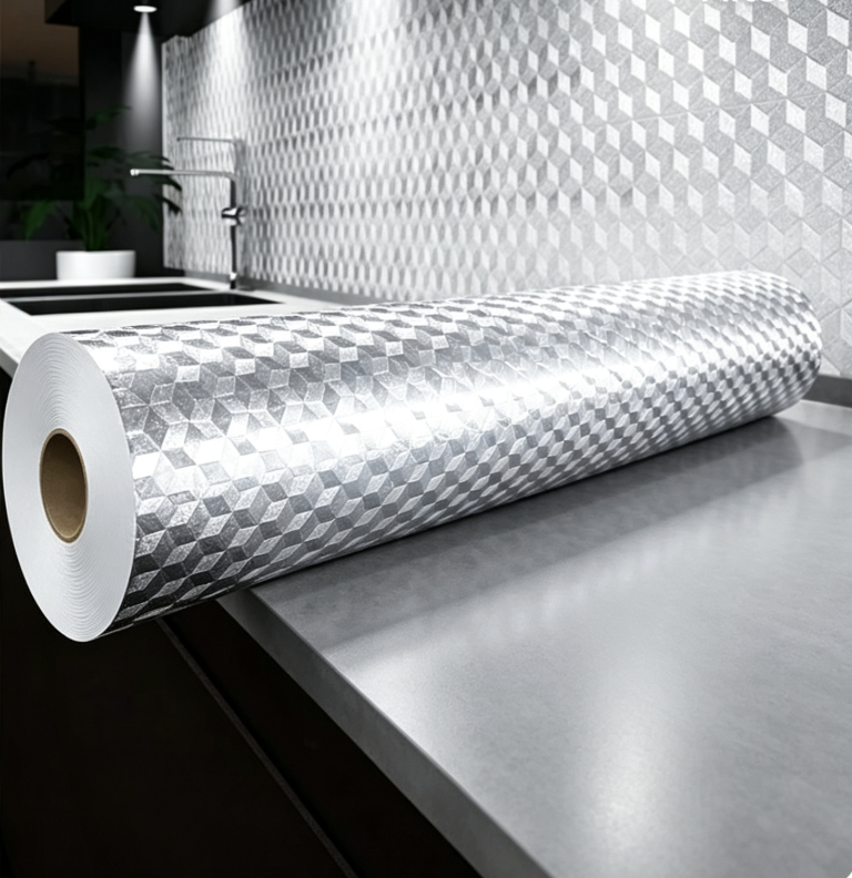 Stainless Steel Kitchen Oil-Proof Adhesive Wallpaper Roll