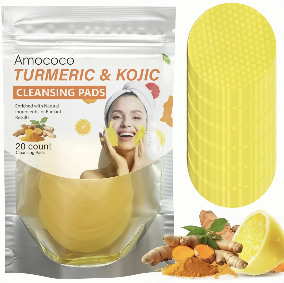 Turmeric & Kojic Cleansing Pads - 20pcs Deep Clean