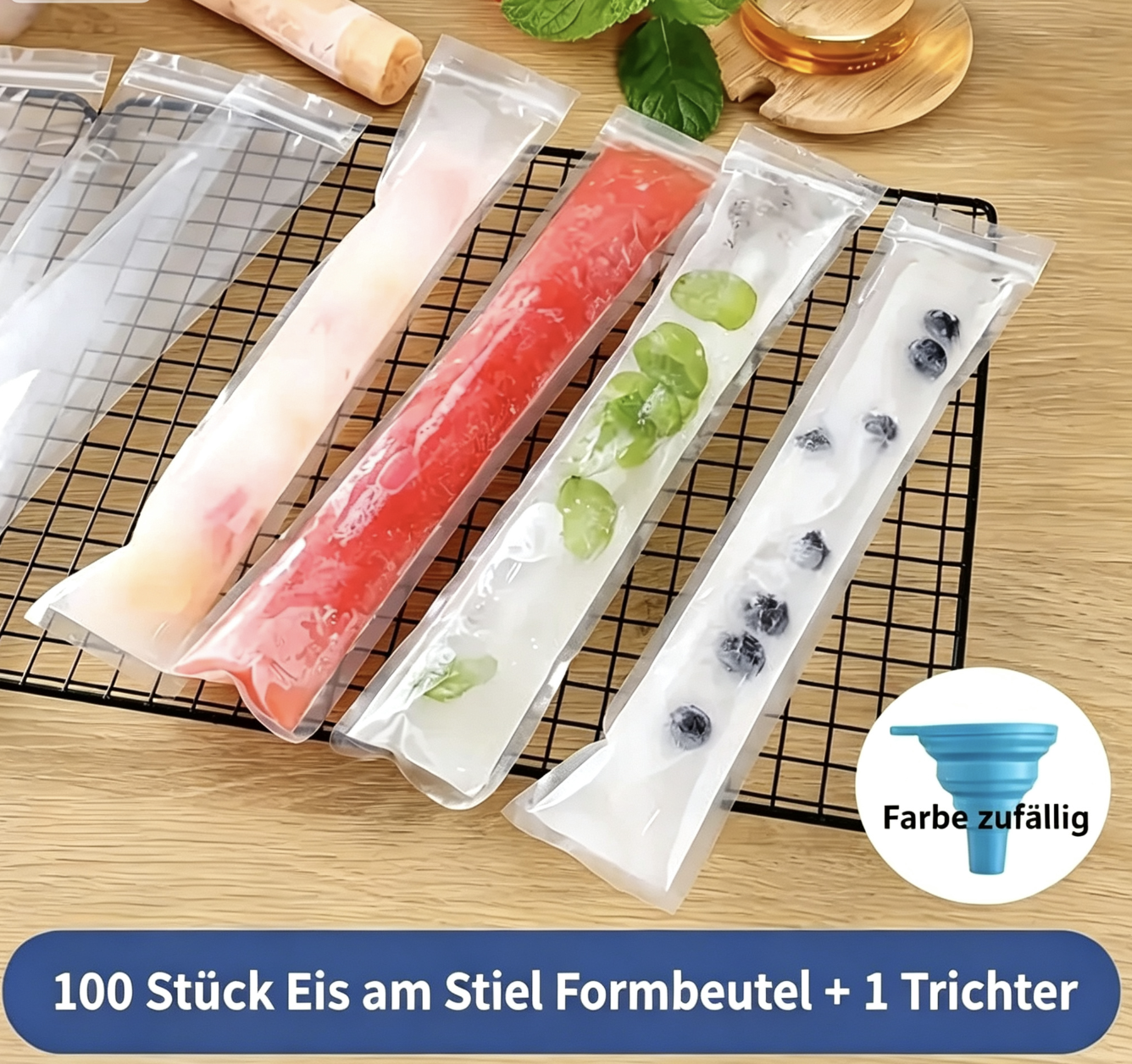 Practical DIY Ice Pop Bags (100 Pieces) – Self-Sealing Disposable Molds for Homemade Ice Sticks