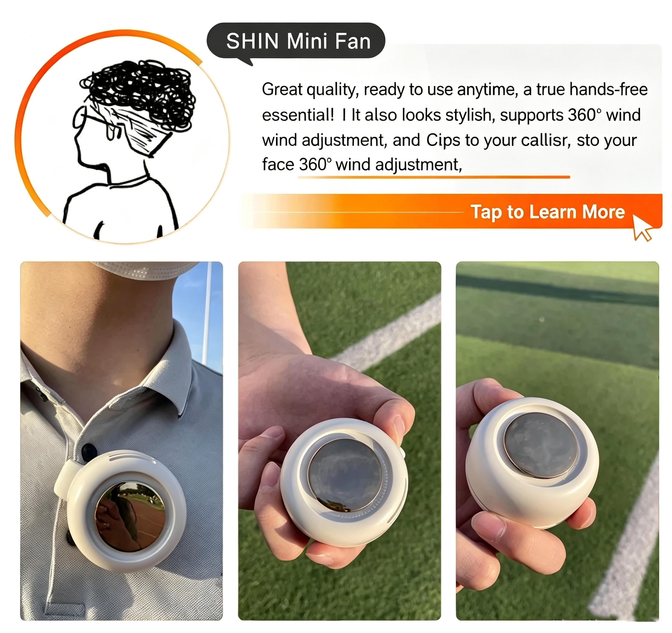 ✨ Clip On Pocket Portable Fan ｜Strong Wind Output Mini Wearable Cooler for Travel & Outdoor Use 🌬️