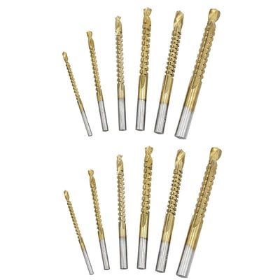 Drill Bit Set, Twist Drill Bits, Power Tool Accessories, 6Pcs Titanium Coated Carbon Steel Drill Bit Kit, 135° Split Point Straight Shank Anti-Walk Drilling Tools, Fully Ground Heat Resistant Bits