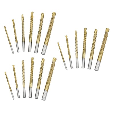 Drill Bit Set, Twist Drill Bits, Power Tool Accessories, 6Pcs Titanium Coated Carbon Steel Drill Bit Kit, 135° Split Point Straight Shank Anti-Walk Drilling Tools, Fully Ground Heat Resistant Bits