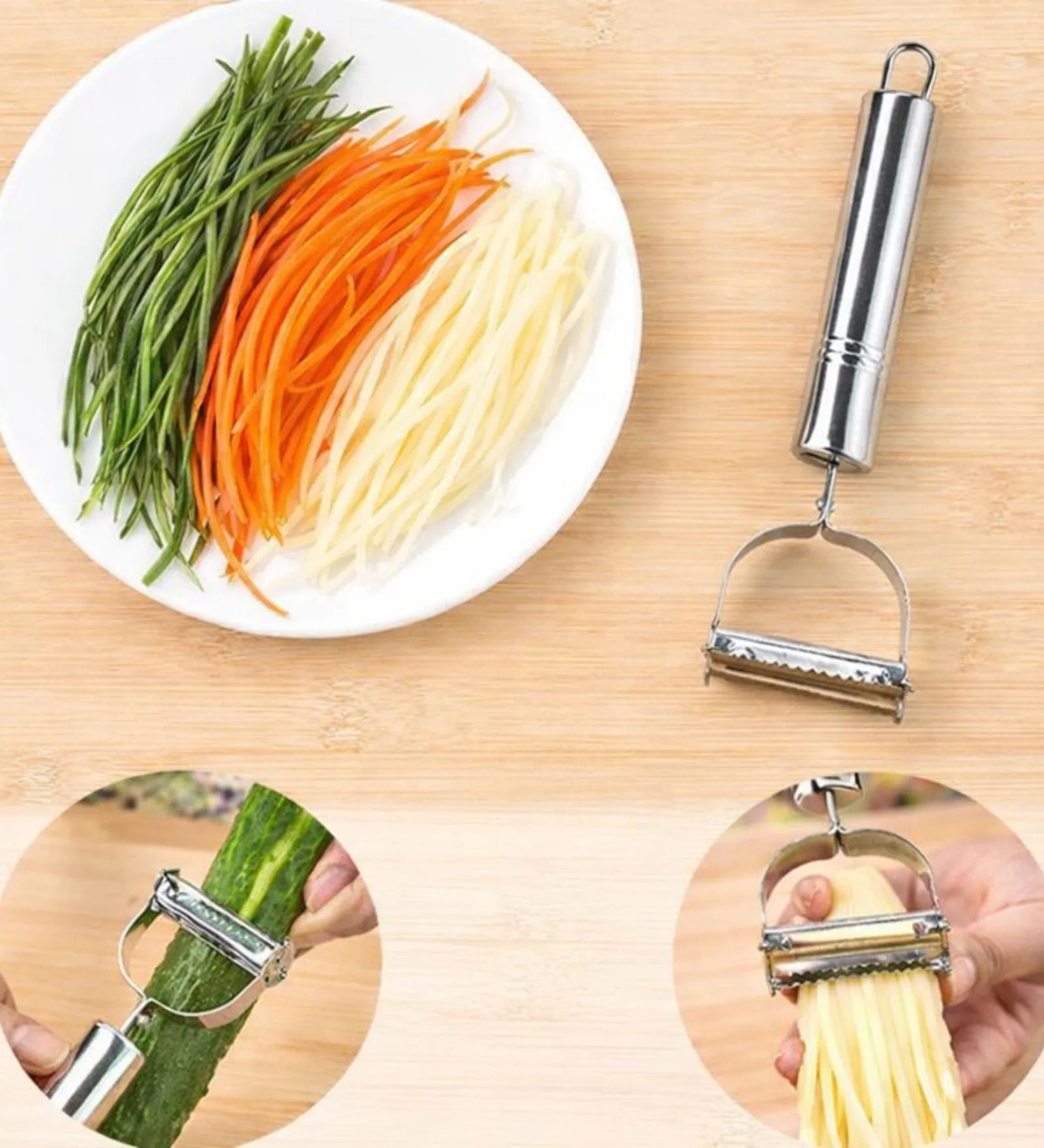Multipurpose Stainless Steel Vegetable Peeler – Julienne Cutter & Slicer Tool