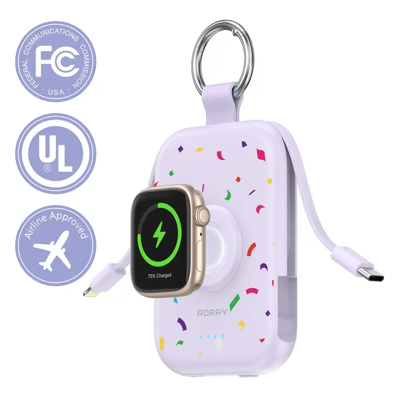 RORRY 5000mAh Portable Charger for Apple Watch & iPhone