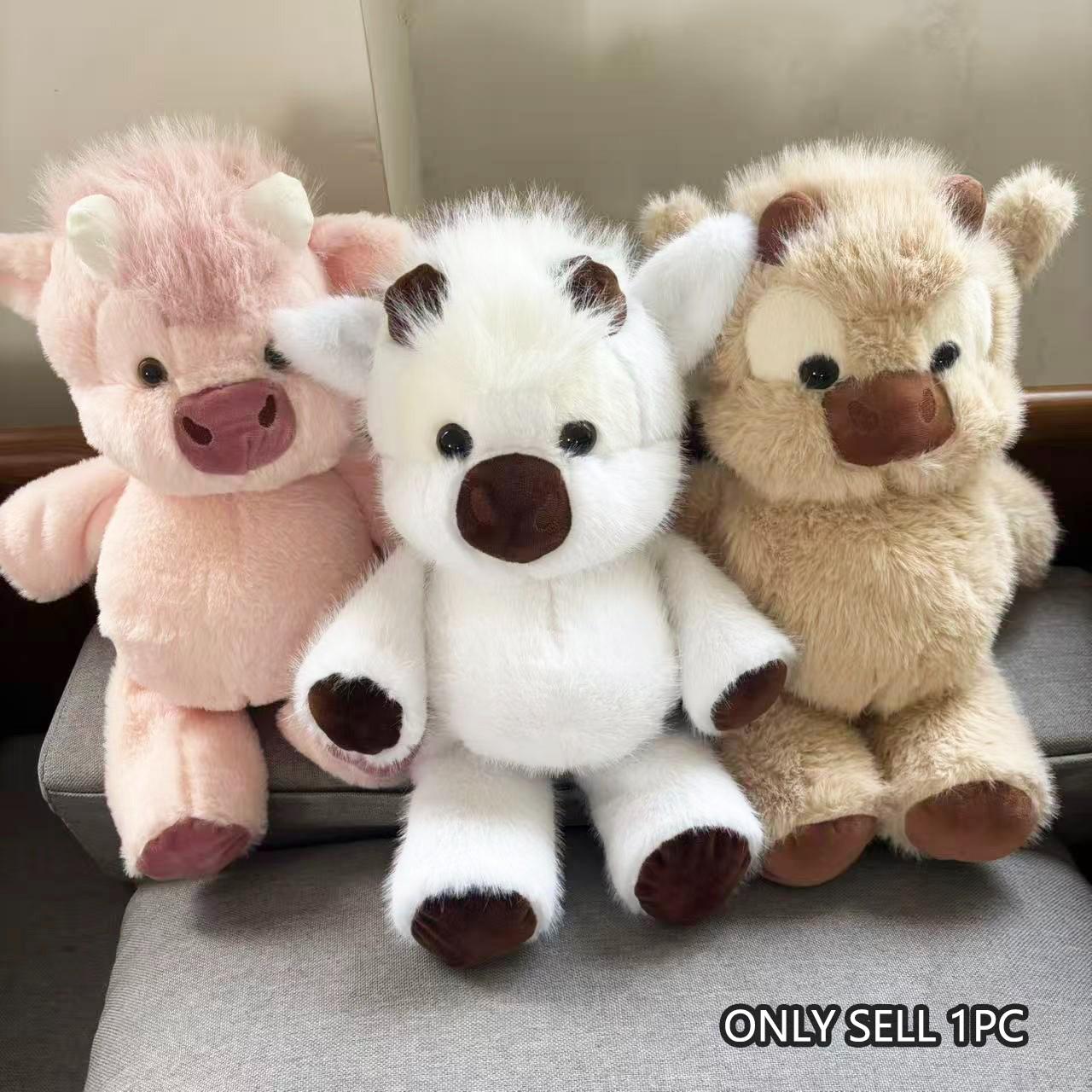 Running Highland Cow Plush Toy, Soft Fluffy Stuffed Animal, Cute Stuffed Animal, Cuddly Stuffed Animals, Kawaii Stuffed Animals, Soft Huggable, Perfect for Kids Birthday Gifts, Valentine's Day, Mother's Day, Graduation, Wedding